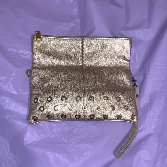 2/$15 💵 Metallic Gold Bag...Clutch/Wristlet. Accessorize Gold Eyelets - Picture 3 of 7